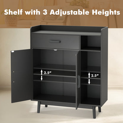 Floor Storage Cabinet Free Standing Cupboard Chest with 1 Drawer, Black Cabinets & Chests at Gallery Canada