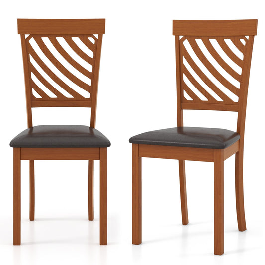 Dining Chair Set of 2 with Rubber Wood Legs and Ergonomic Back for Dining Room, Walnut - Gallery Canada