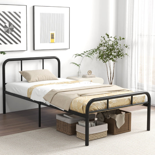Modern Metal Platform Bed with Headboard and Footboard, Black - Gallery Canada