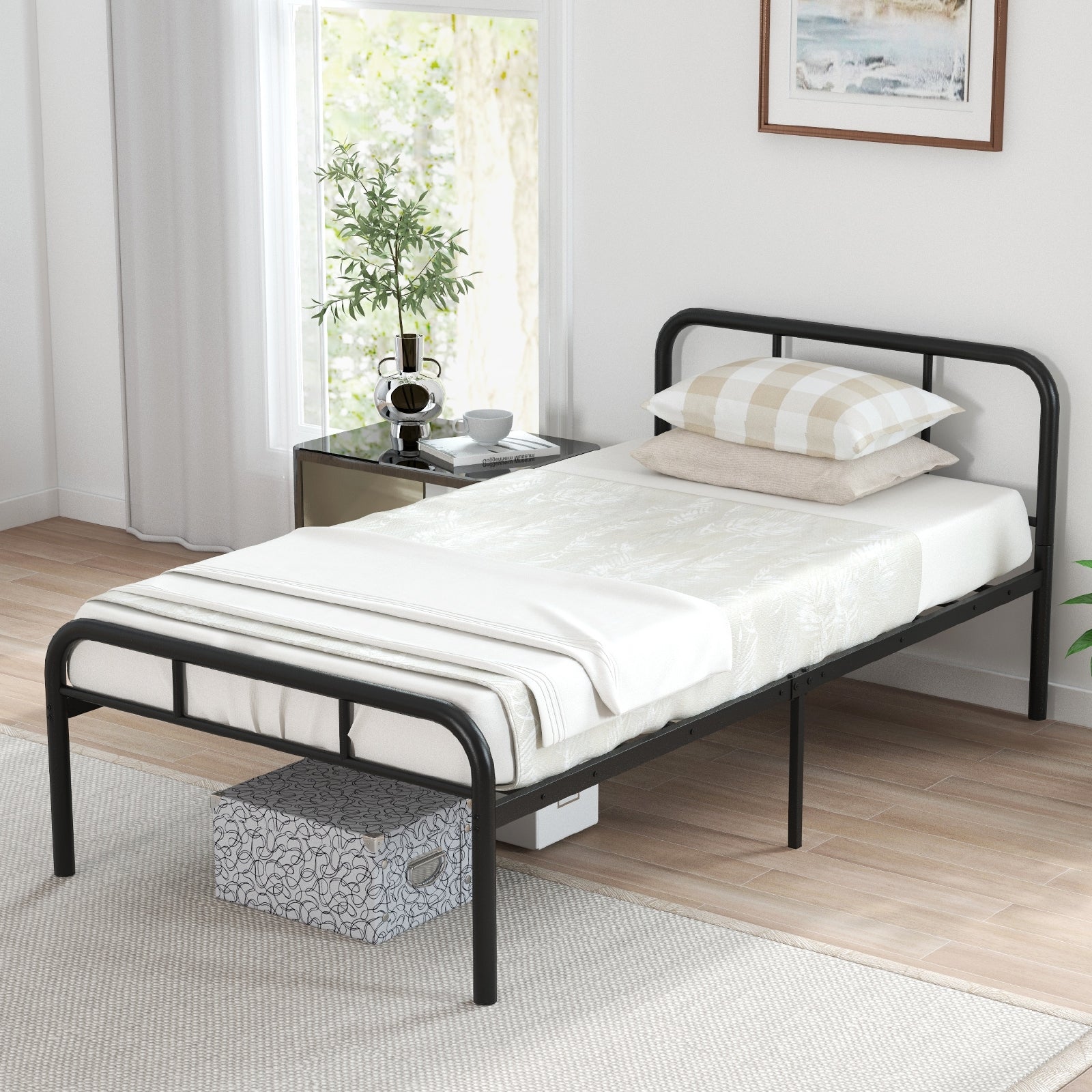 Modern Metal Platform Bed with Headboard and Footboard, Black Beds & Bed Frames at Gallery Canada