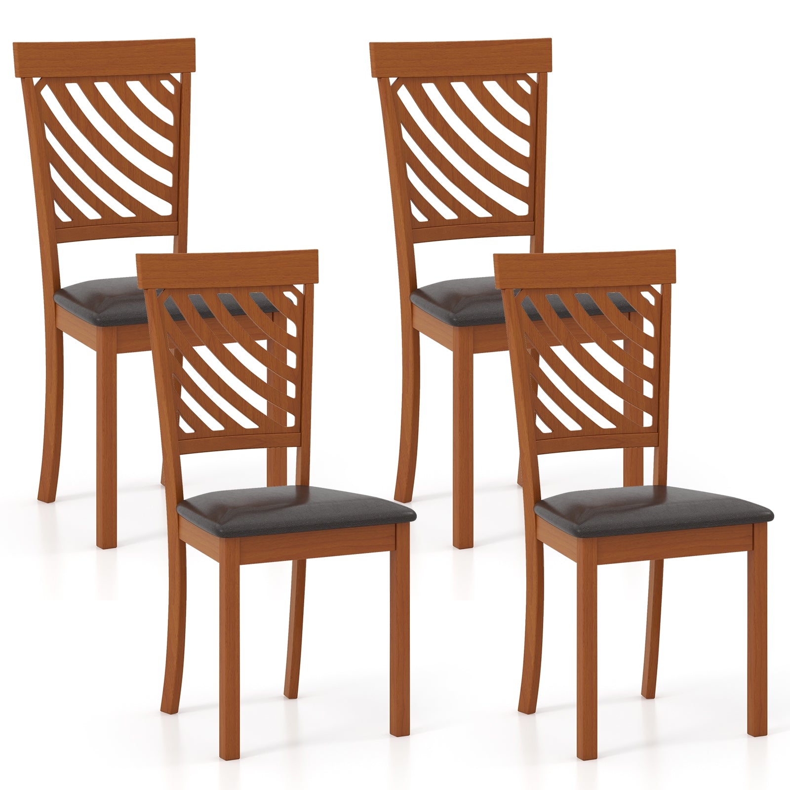 Dining Chair Set of 2 with Rubber Wood Legs and Ergonomic Back for Dining Room, Walnut Dining Chairs at Gallery Canada