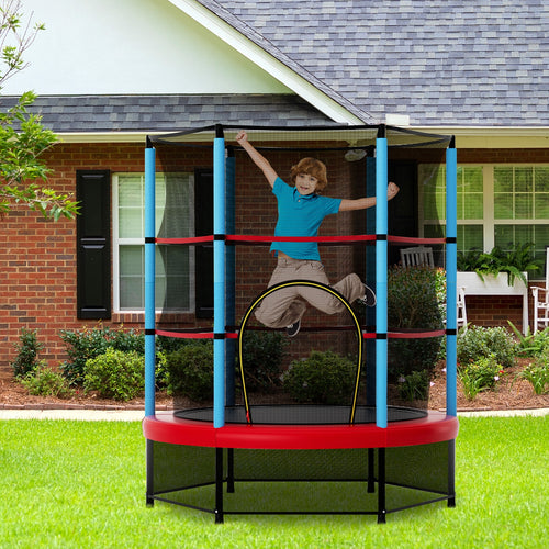 Kids Trampoline Recreational Bounce Jumper with Safety Enclosure Net, Navy