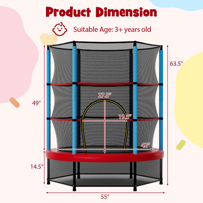 Kids Trampoline Recreational Bounce Jumper with Safety Enclosure Net, Navy Trampolines at Gallery Canada