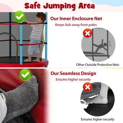 Kids Trampoline Recreational Bounce Jumper with Safety Enclosure Net, Navy Trampolines at Gallery Canada