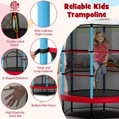 Kids Trampoline Recreational Bounce Jumper with Safety Enclosure Net, Navy Trampolines at Gallery Canada