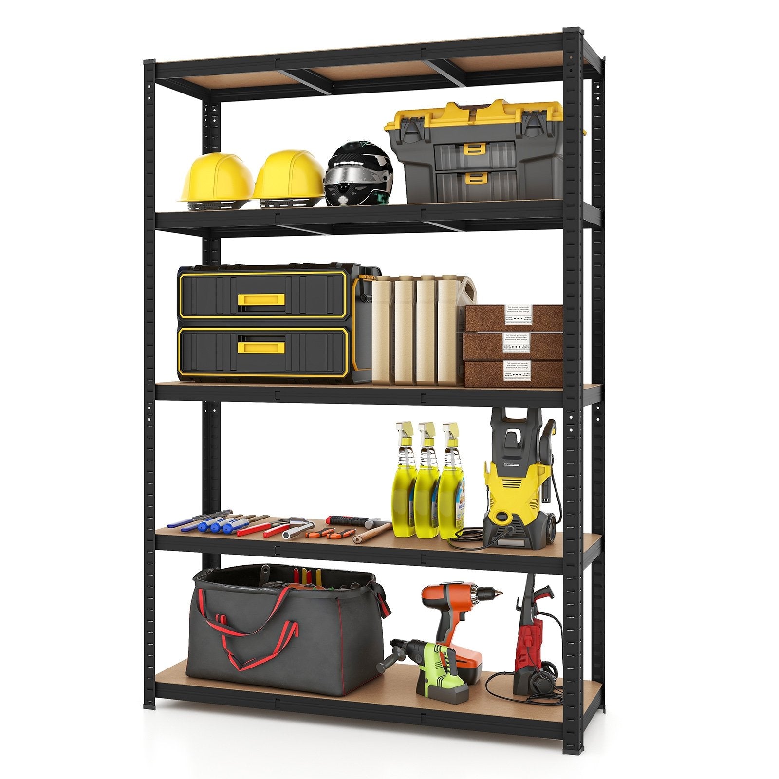 5-Tier Heavy Duty Metal Shelving Unit with 2200 LBS Total Load Capacity, Black - Gallery Canada