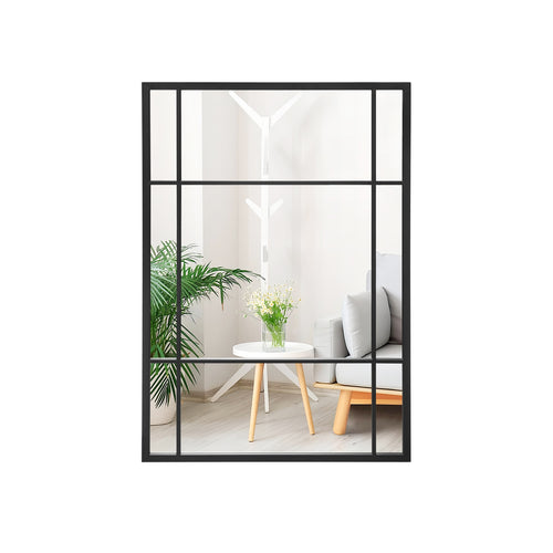 40 x 28 Inch Wall Mounted Mirror, Metal Framed, Black