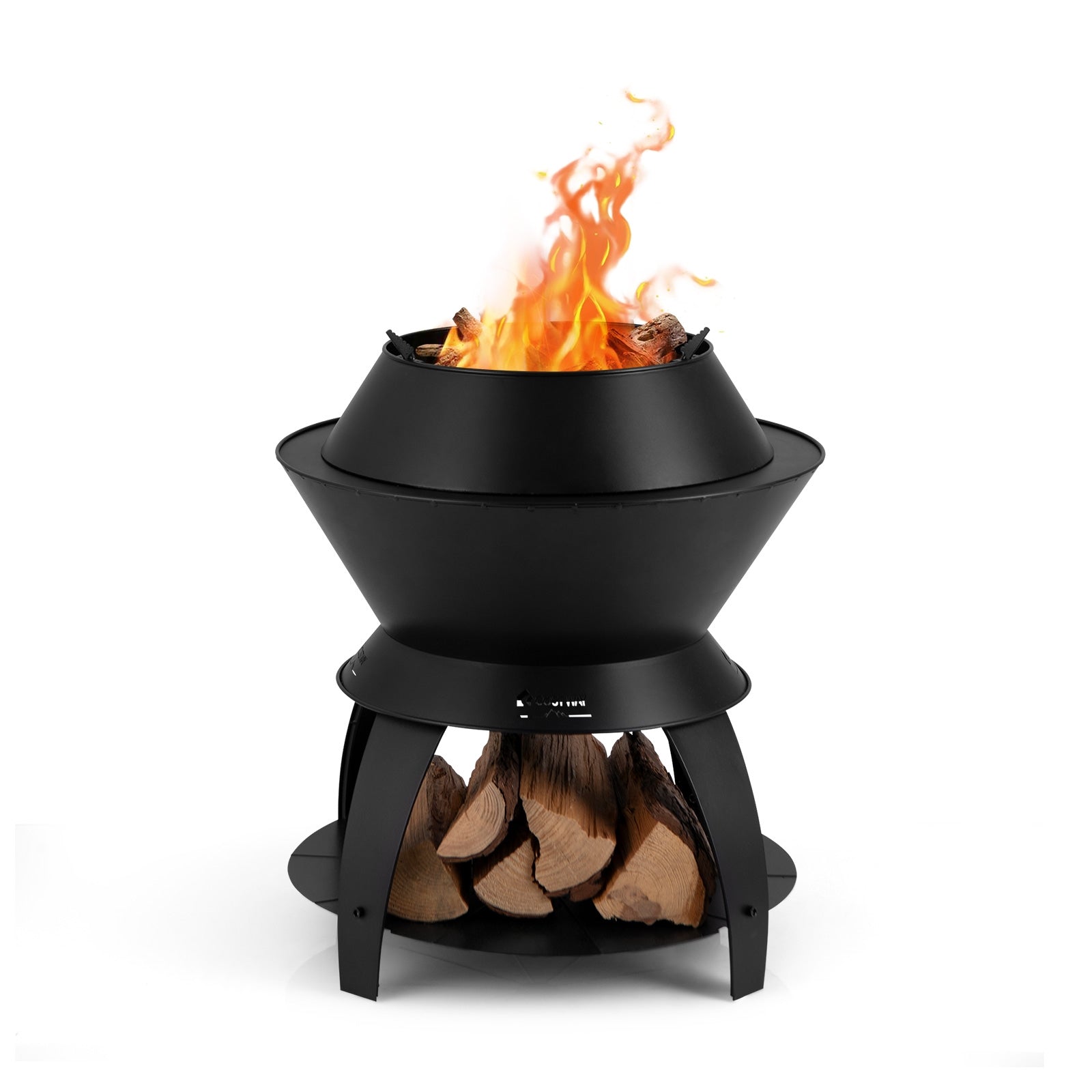 20 Inch Metal Fire Pit With Pot Holder, Black Fire Pits at Gallery Canada