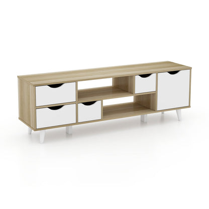 TV Stand For 55” TVs, Oak Cabinet With 4 Drawers, 2 Shelves Entertainment Centers & TV Stands Oak at Gallery Canada