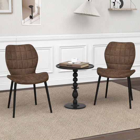 Dining Chairs Set of 2 with Padded Back  Metal Legs and Adjustable Foot Pads, Brown - Gallery Canada
