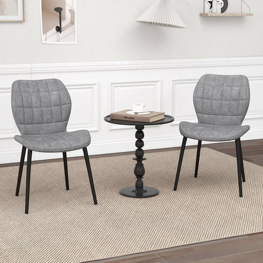 Dining Chairs Set of 2 with Padded Back  Metal Legs and Adjustable Foot Pads, Gray - Gallery Canada