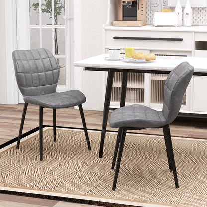 Dining Chairs Set of 2 with Padded Back Metal Legs and Adjustable Foot Pads, Gray Dining Chairs at Gallery Canada