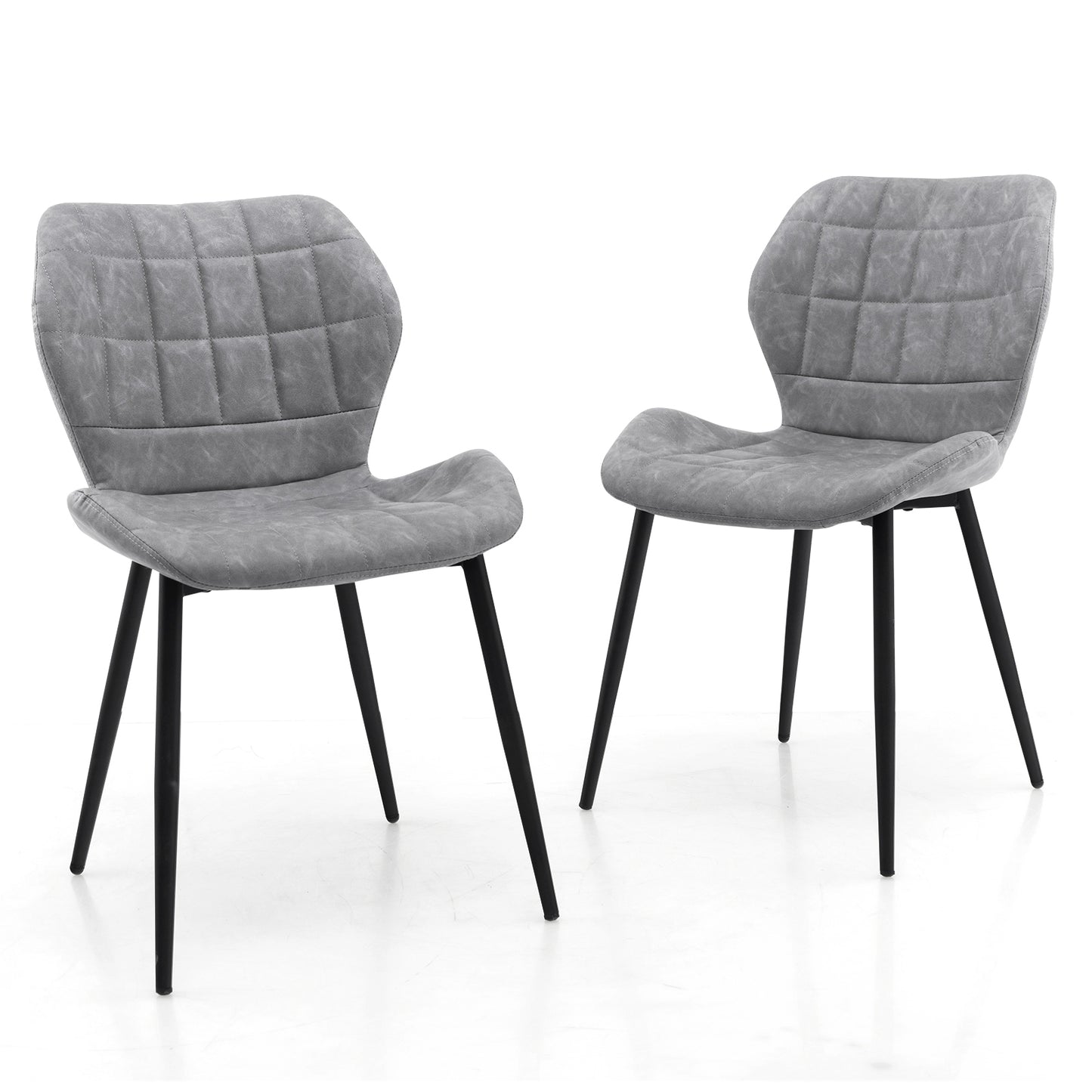 Dining Chairs Set of 2 with Padded Back Metal Legs and Adjustable Foot Pads, Gray Dining Chairs Gray at Gallery Canada