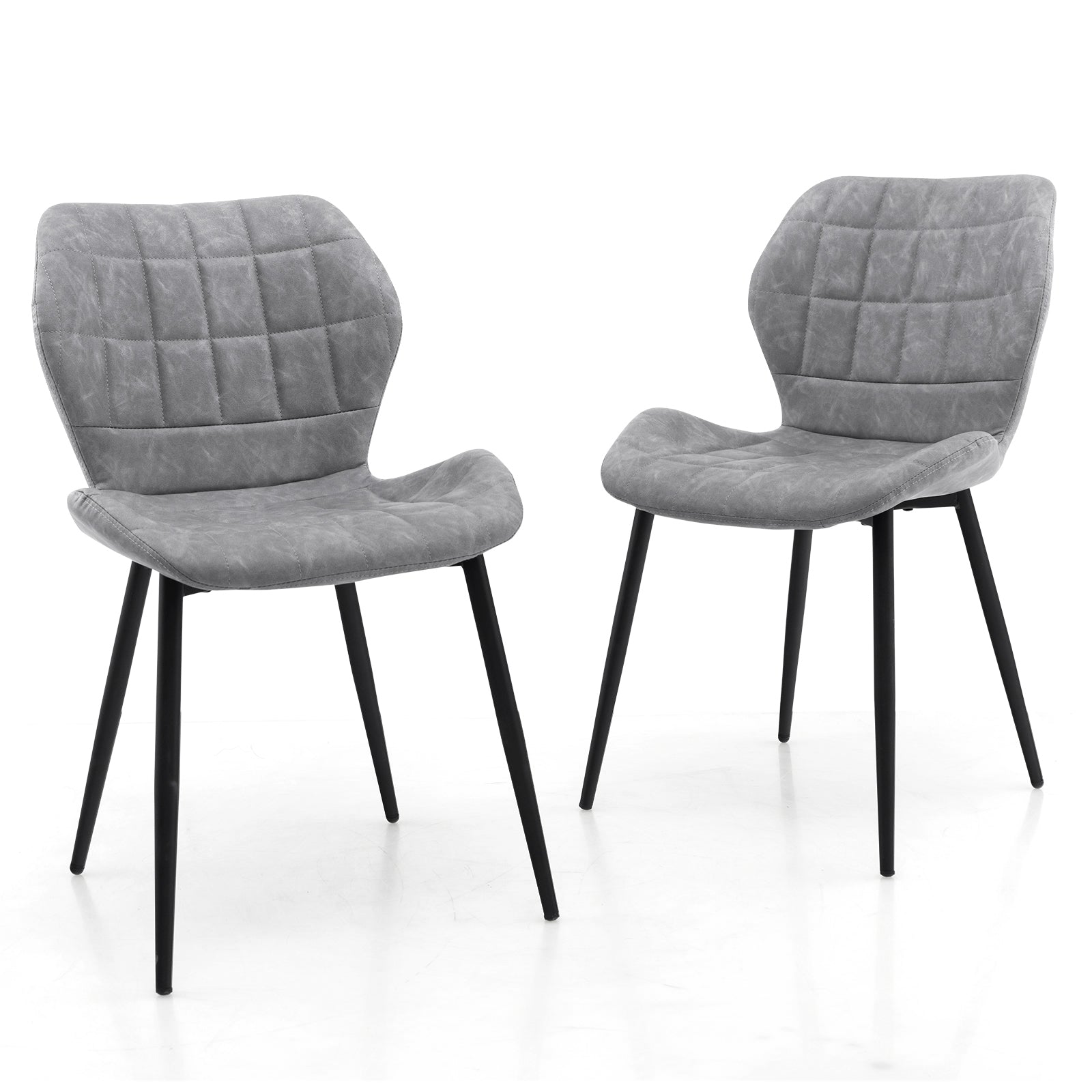 Dining Chairs Set of 2 with Padded Back Metal Legs and Adjustable Foot Pads, Gray Dining Chairs Gray at Gallery Canada