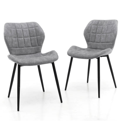 Dining Chairs Set of 2 with Padded Back Metal Legs and Adjustable Foot Pads, Gray Dining Chairs Gray at Gallery Canada