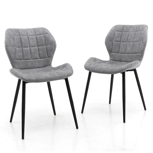 Dining Chairs Set of 2 with Padded Back Metal Legs and Adjustable Foot Pads, Gray Dining Chairs Gray at Gallery Canada