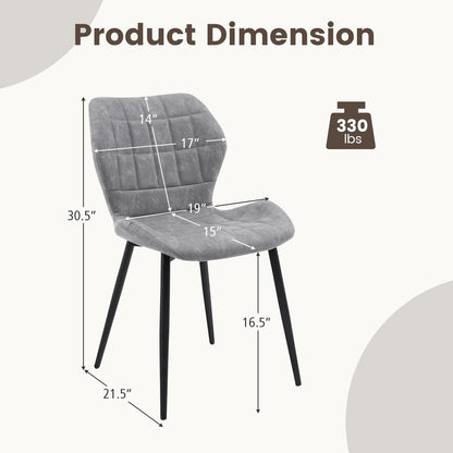 Dining Chairs Set of 2 with Padded Back Metal Legs and Adjustable Foot Pads, Gray Dining Chairs at Gallery Canada