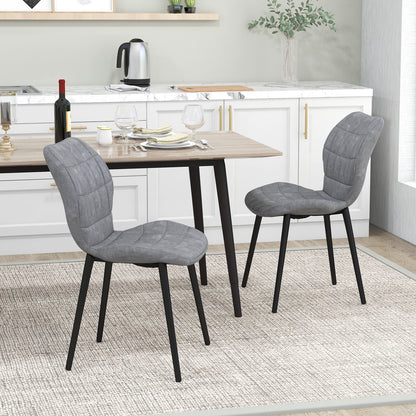 Dining Chairs Set of 2 with Padded Back Metal Legs and Adjustable Foot Pads, Gray Dining Chairs at Gallery Canada