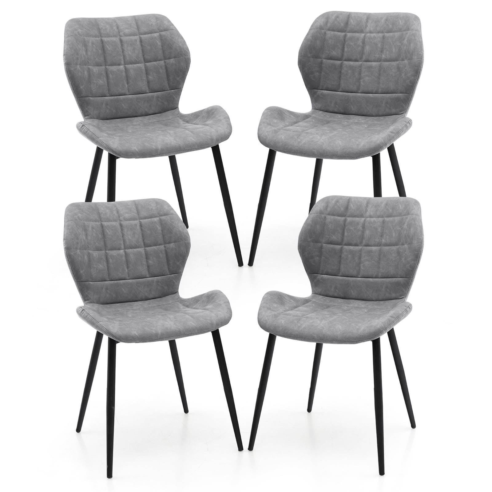 Dining Chairs Set of 2 with Padded Back Metal Legs and Adjustable Foot Pads, Gray Dining Chairs at Gallery Canada