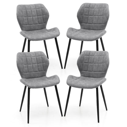 Dining Chairs Set of 2 with Padded Back Metal Legs and Adjustable Foot Pads, Gray Dining Chairs at Gallery Canada