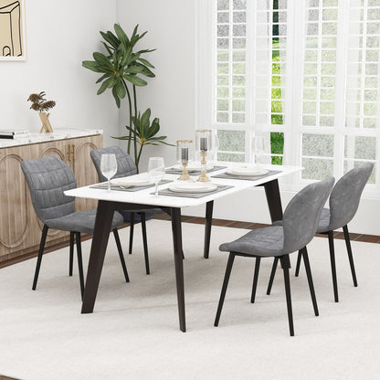 Dining Chairs Set of 2 with Padded Back Metal Legs and Adjustable Foot Pads, Gray Dining Chairs at Gallery Canada