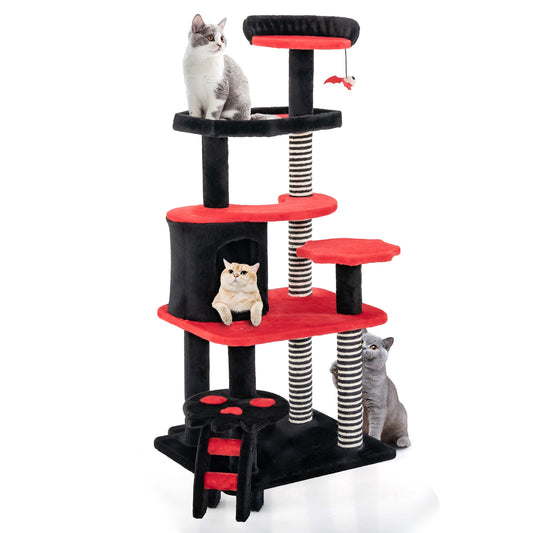 Gothic Cat Tree With Bed, Condo, Sisal Scratching Post, Red, Black Cat Trees Condos & Scratchers Black & Red at Gallery Canada