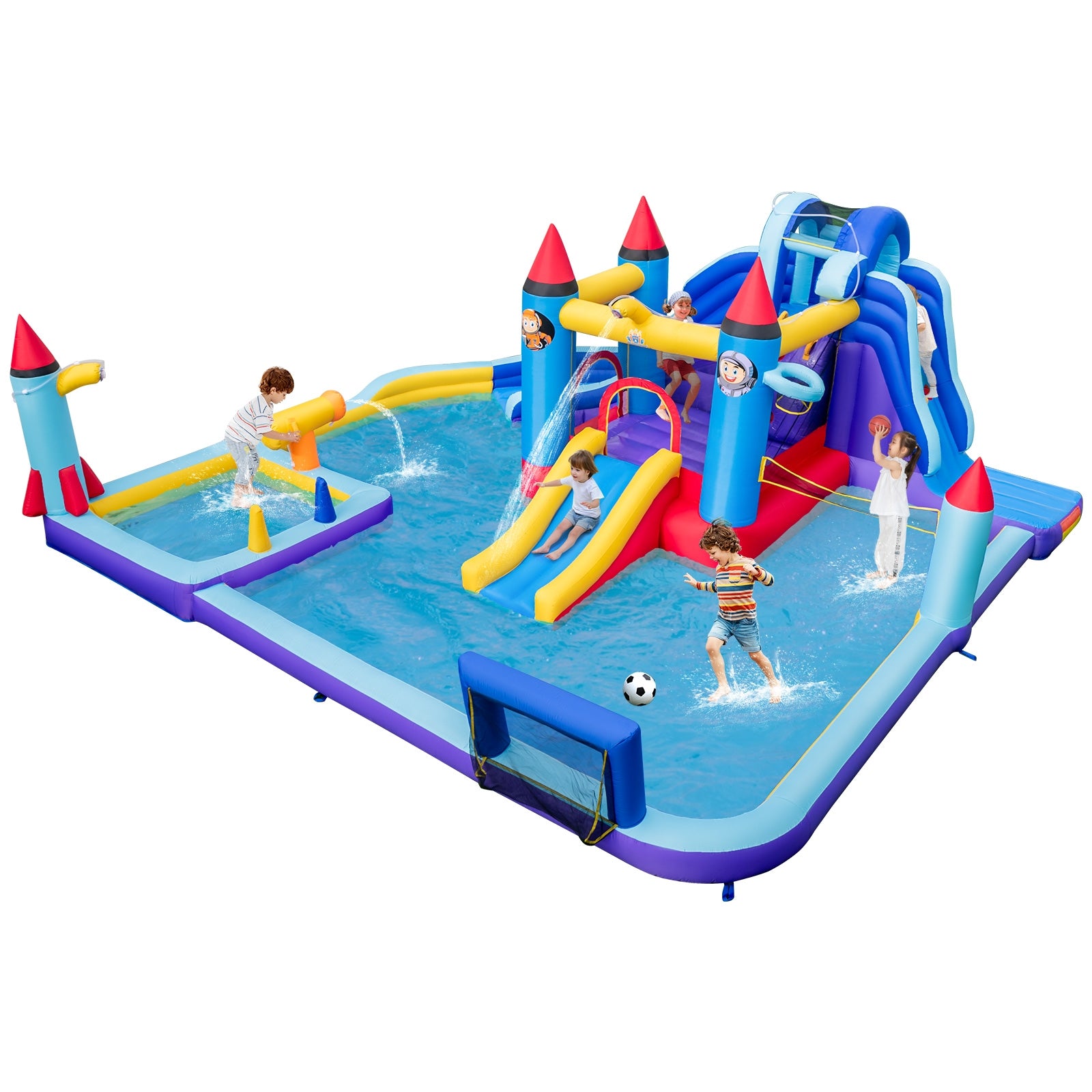 Rocket Theme Inflatable Water Slide Park, Blue Bounce House at Gallery Canada