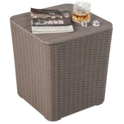 Outdoor Resin Storage Side Table, Removable Lid, Wicker Accent, Coffee Coffee Tables at Gallery Canada