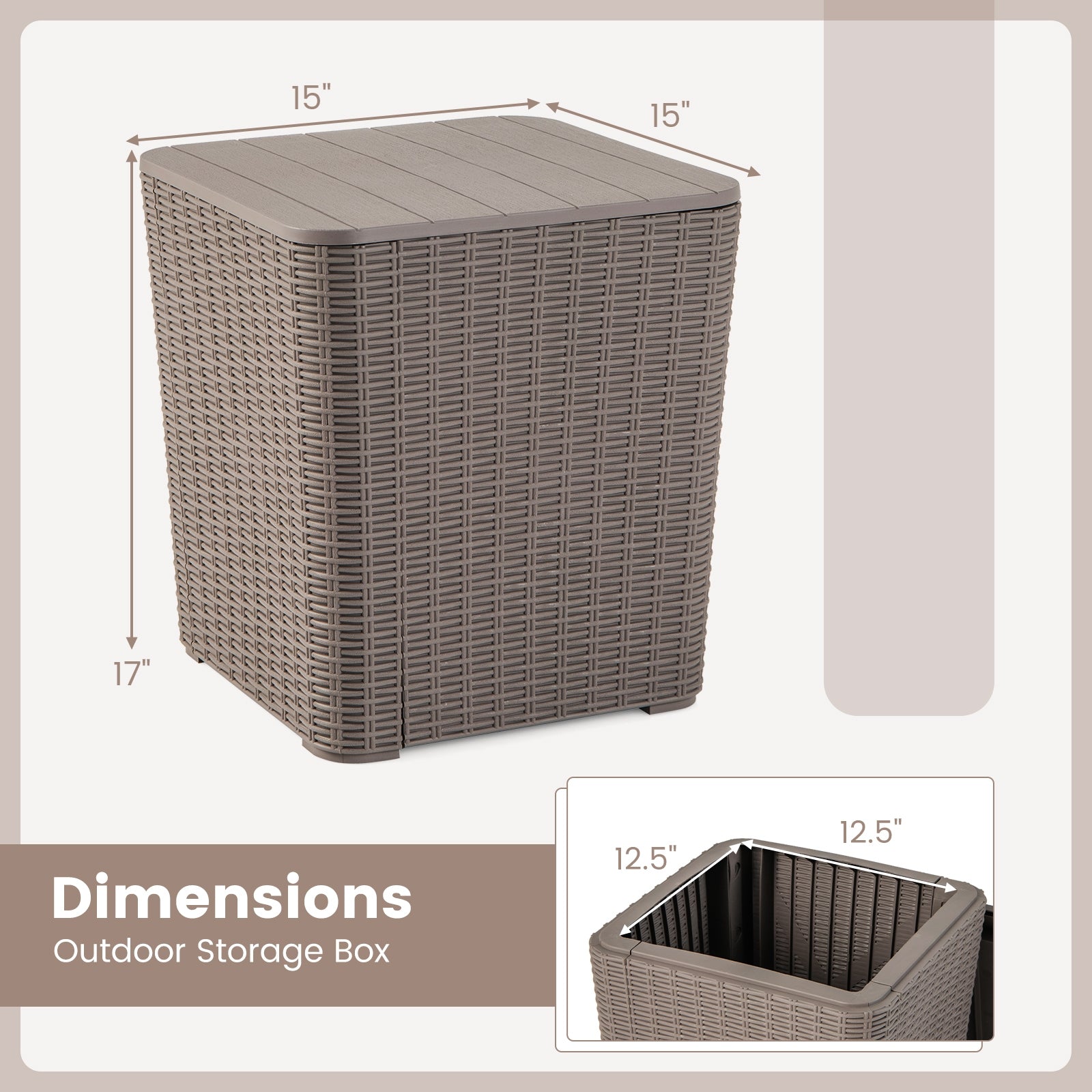 Outdoor Resin Storage Side Table, Removable Lid, Wicker Accent, Coffee Coffee Tables at Gallery Canada