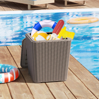 Outdoor Resin Storage Side Table, Removable Lid, Wicker Accent, Coffee Coffee Tables at Gallery Canada