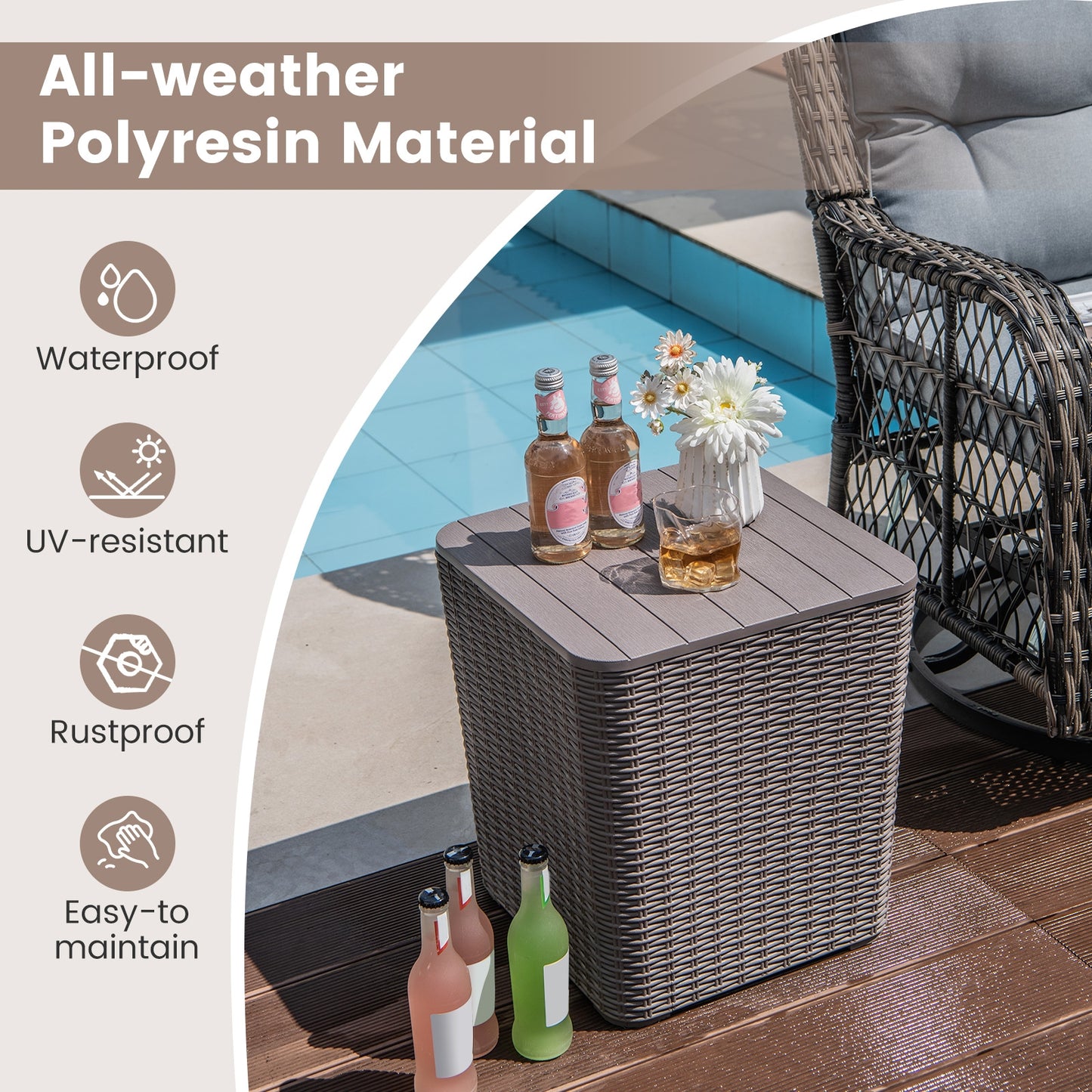 Outdoor Resin Storage Side Table, Removable Lid, Wicker Accent, Coffee Coffee Tables at Gallery Canada