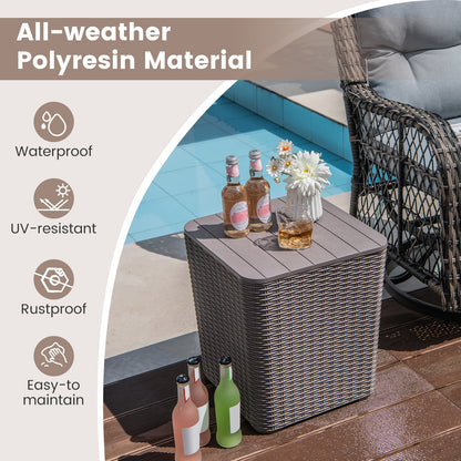 Outdoor Resin Storage Side Table, Removable Lid, Wicker Accent, Coffee Coffee Tables at Gallery Canada