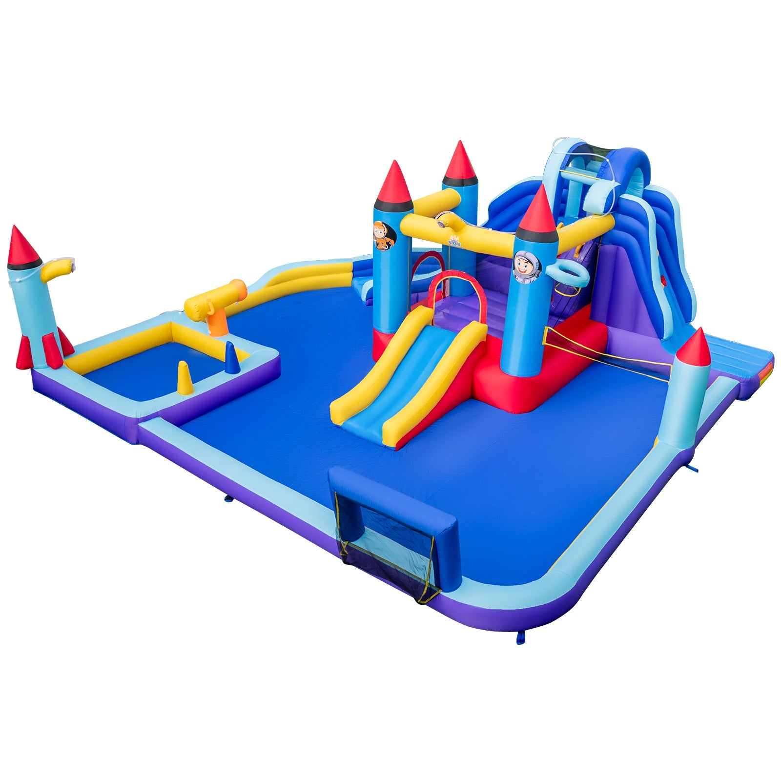 Rocket Theme Inflatable Water Slide Park with 950W Blower, Blue Bounce House at Gallery Canada