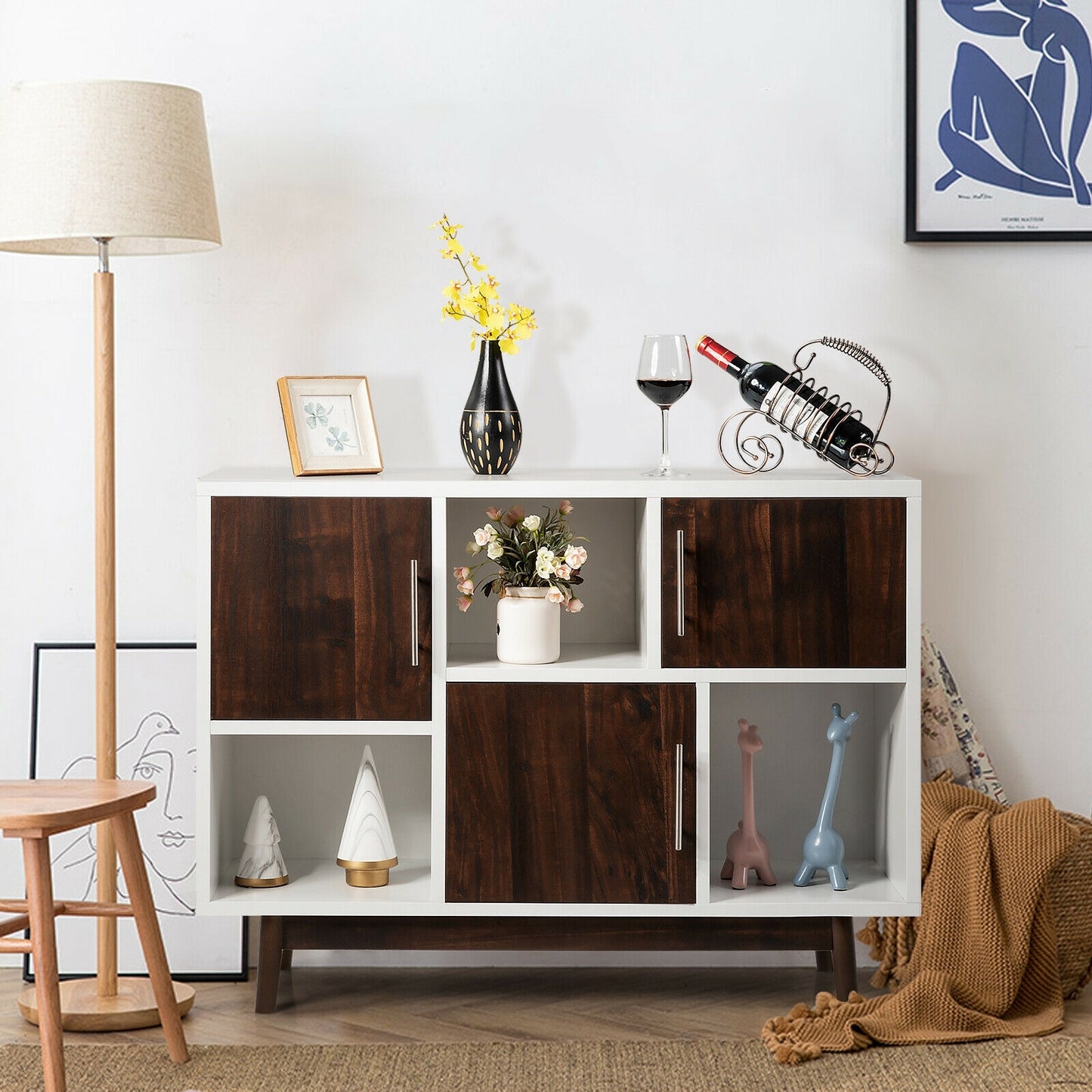Wood Display Sideboard Storage Cabinet with Storage Compartments Entertainment Centers & TV Stands at Gallery Canada