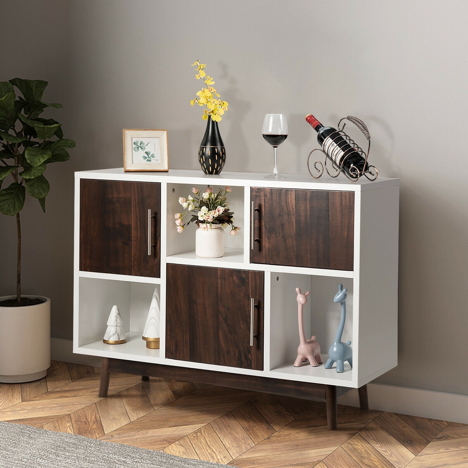 Wood Display Sideboard Storage Cabinet with Storage Compartments Entertainment Centers & TV Stands at Gallery Canada