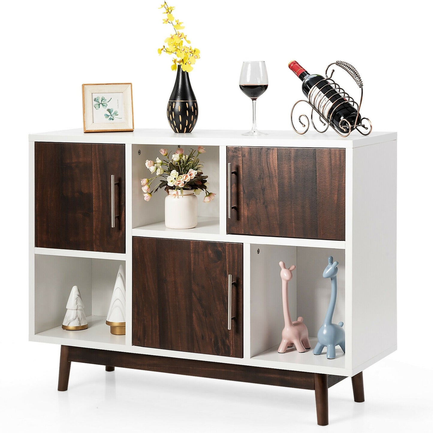 Wood Display Sideboard Storage Cabinet with Storage Compartments Entertainment Centers & TV Stands at Gallery Canada