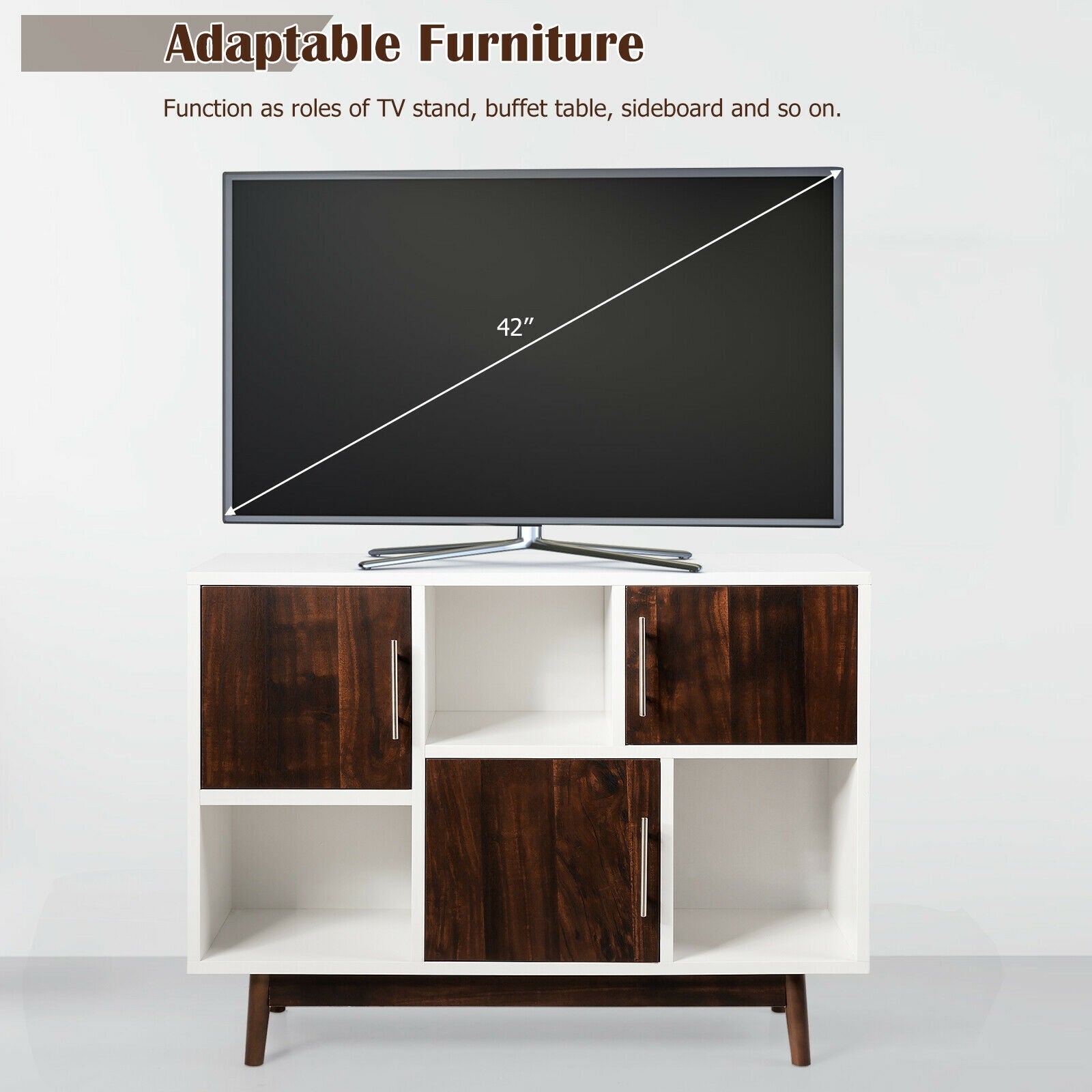 Wood Display Sideboard Storage Cabinet with Storage Compartments Entertainment Centers & TV Stands at Gallery Canada
