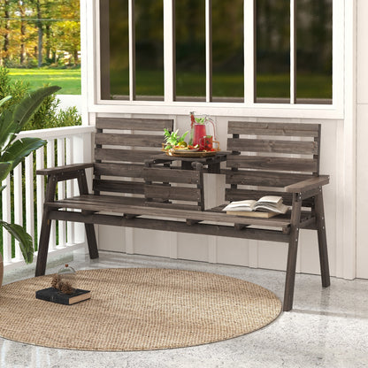 Outdoor Fir Wood Bench with Foldable Middle Table, Gray Beach & Lawn Chairs at Gallery Canada