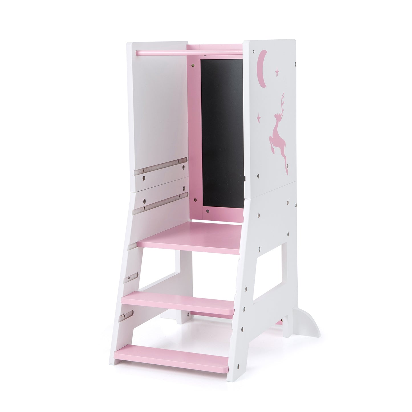 Toddler Kitchen Stool Helper Baby Standing Tower with Chalkboard and Whiteboard, Pink Toddler & Kids Furniture at Gallery Canada