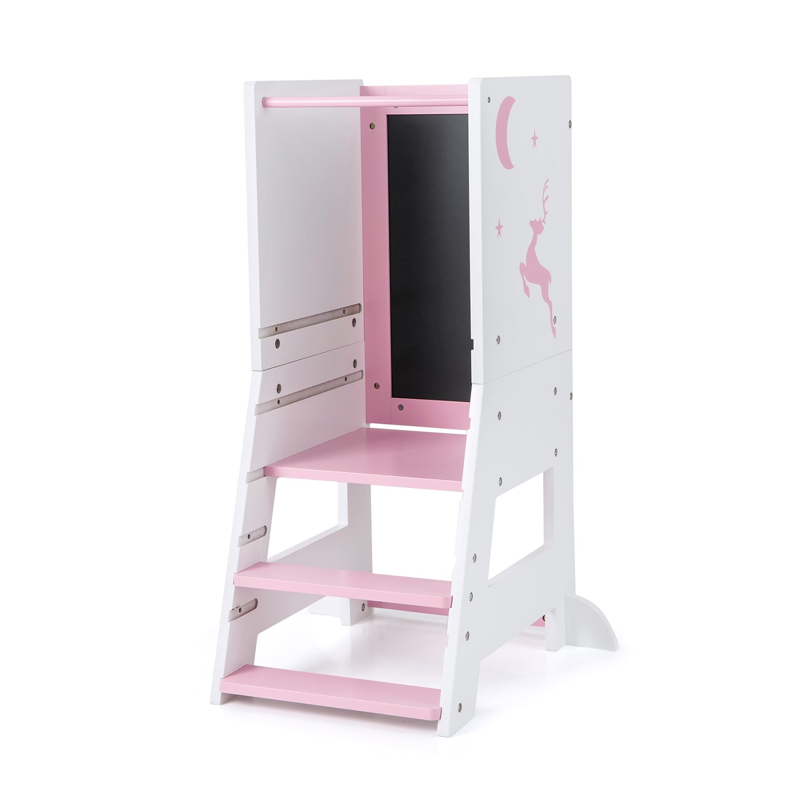 Toddler Kitchen Stool Helper Baby Standing Tower with Chalkboard and Whiteboard, Pink Toddler & Kids Furniture at Gallery Canada
