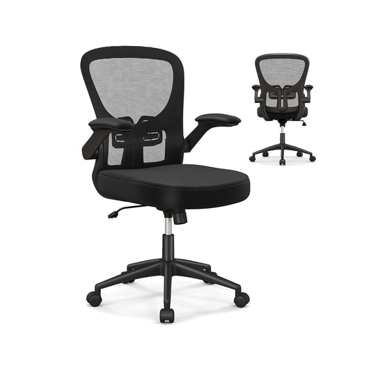 Adjustable Swivel Mesh Task Office Chair with Flip-Up Armrests, Black