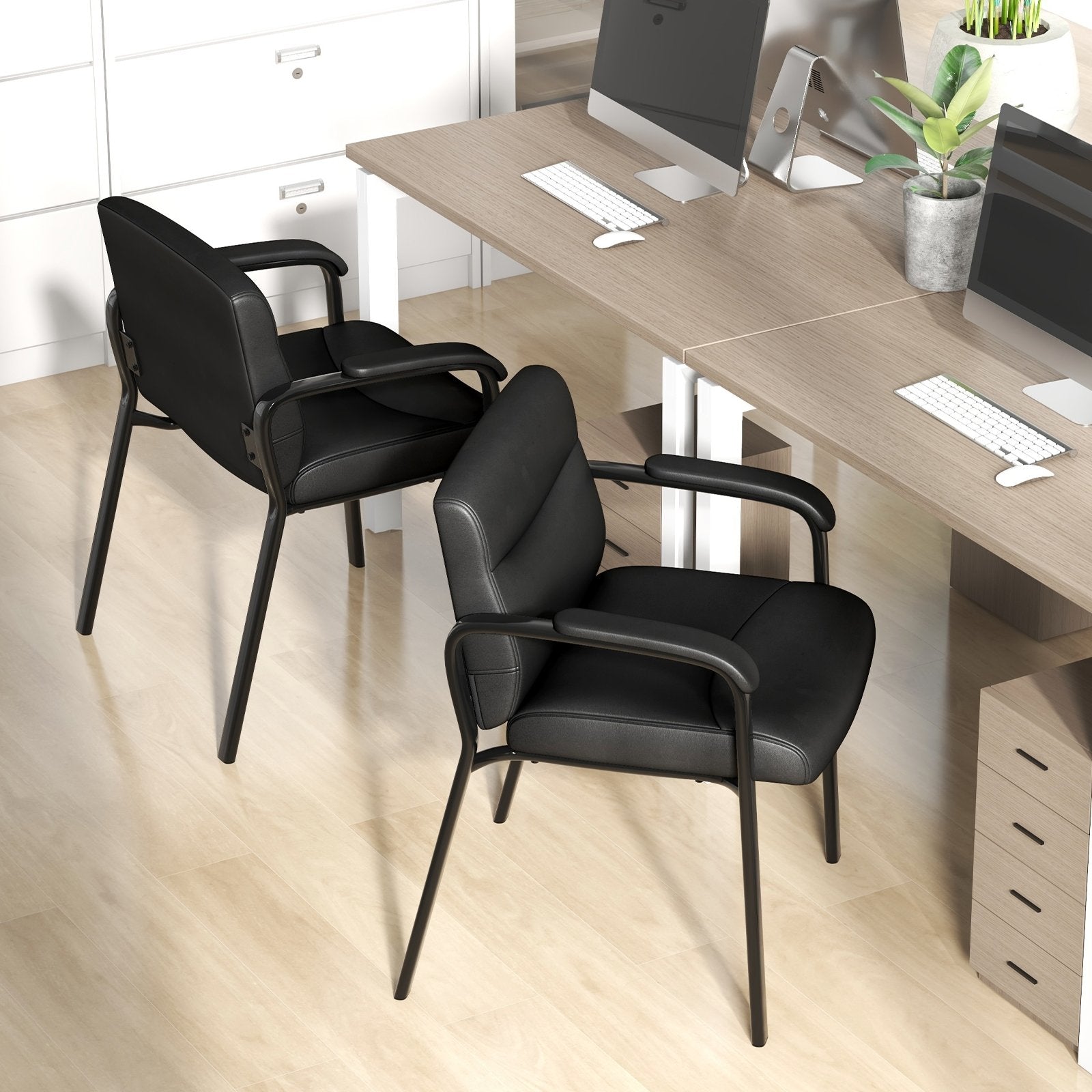 Waiting Room Chair No Wheels Set of 2, Black - Gallery Canada