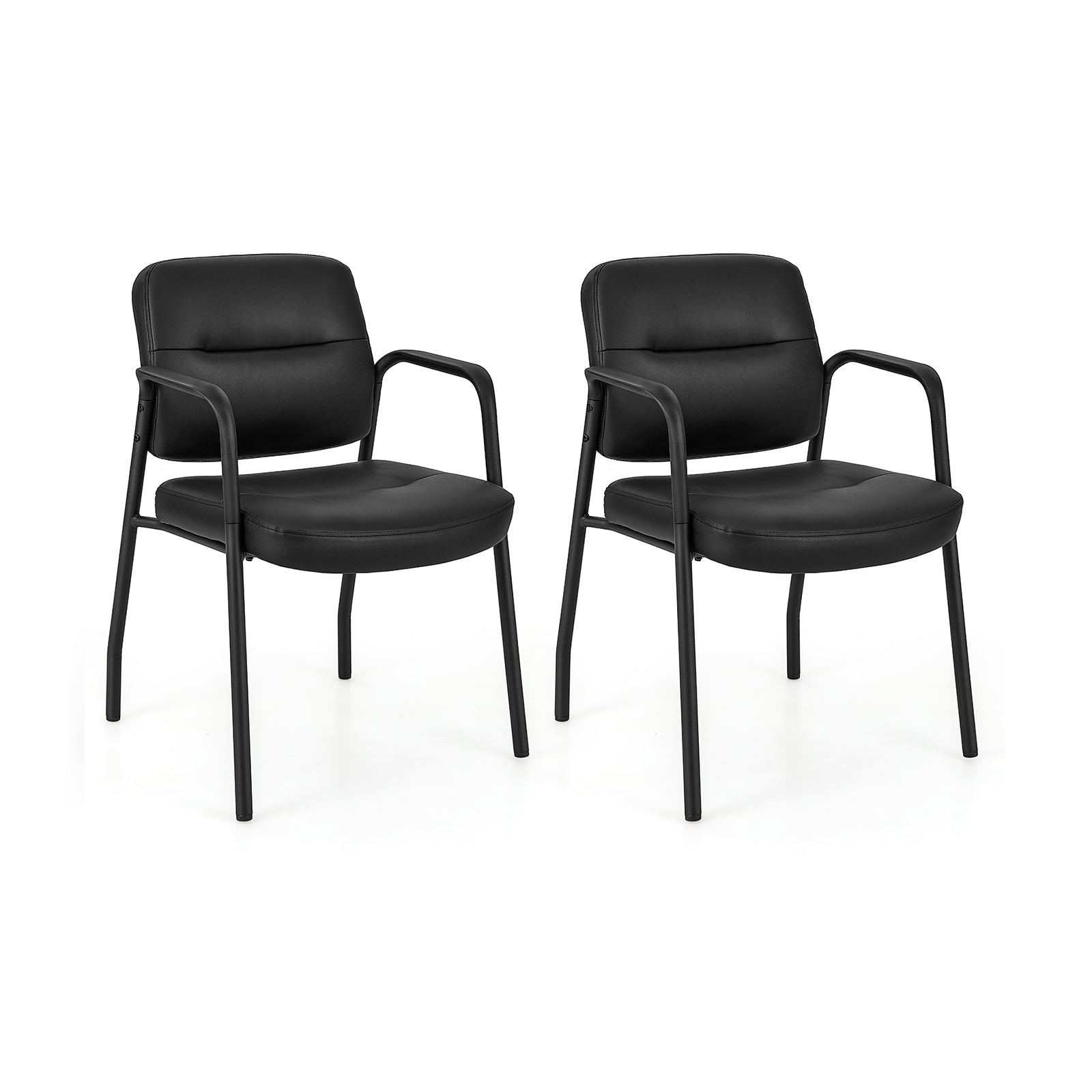 Upholstered Guest Chair Set, 2 Chairs, Mixed PU Leather, Black Conference Chairs Black at Gallery Canada