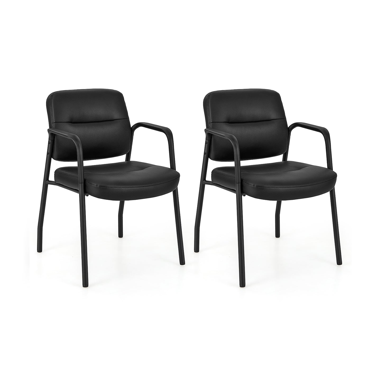 Upholstered Guest Chair Set, 2 Chairs, Mixed PU Leather, Black Conference Chairs Black at Gallery Canada