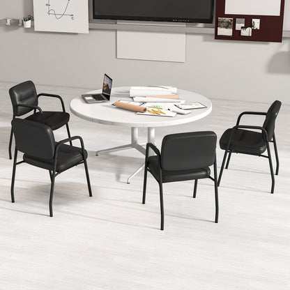 Waiting Room Guest Chair Set of 2 Upholstered Reception Chairs with Mixed PU Leather and Integrated Armrests, Black Conference Chairs at Gallery Canada