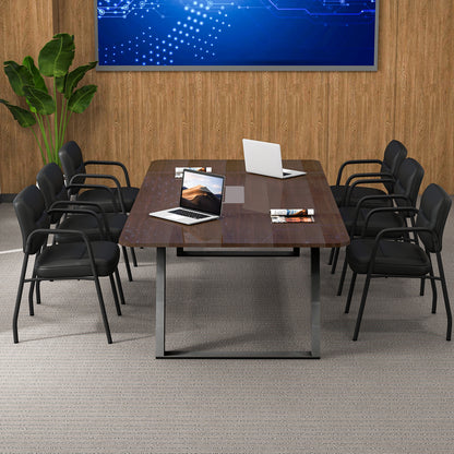 Waiting Room Guest Chair Set of 2 Upholstered Reception Chairs with Mixed PU Leather and Integrated Armrests, Black Conference Chairs at Gallery Canada