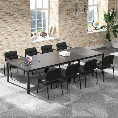 Waiting Room Guest Chair Set of 2 Upholstered Reception Chairs with Mixed PU Leather and Integrated Armrests, Black Conference Chairs at Gallery Canada