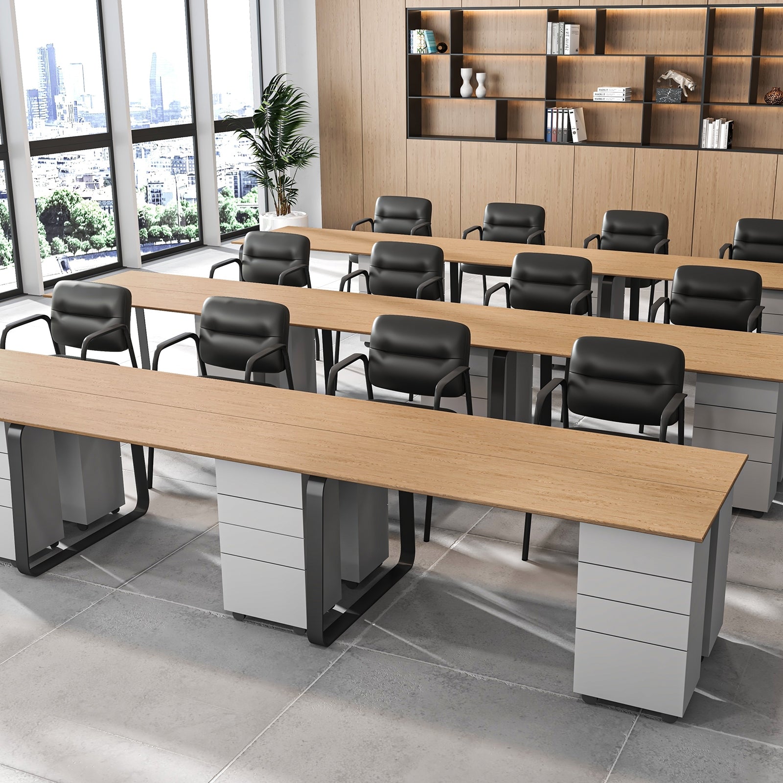 Waiting Room Guest Chair Set of 2 Upholstered Reception Chairs with Mixed PU Leather and Integrated Armrests, Black Conference Chairs at Gallery Canada