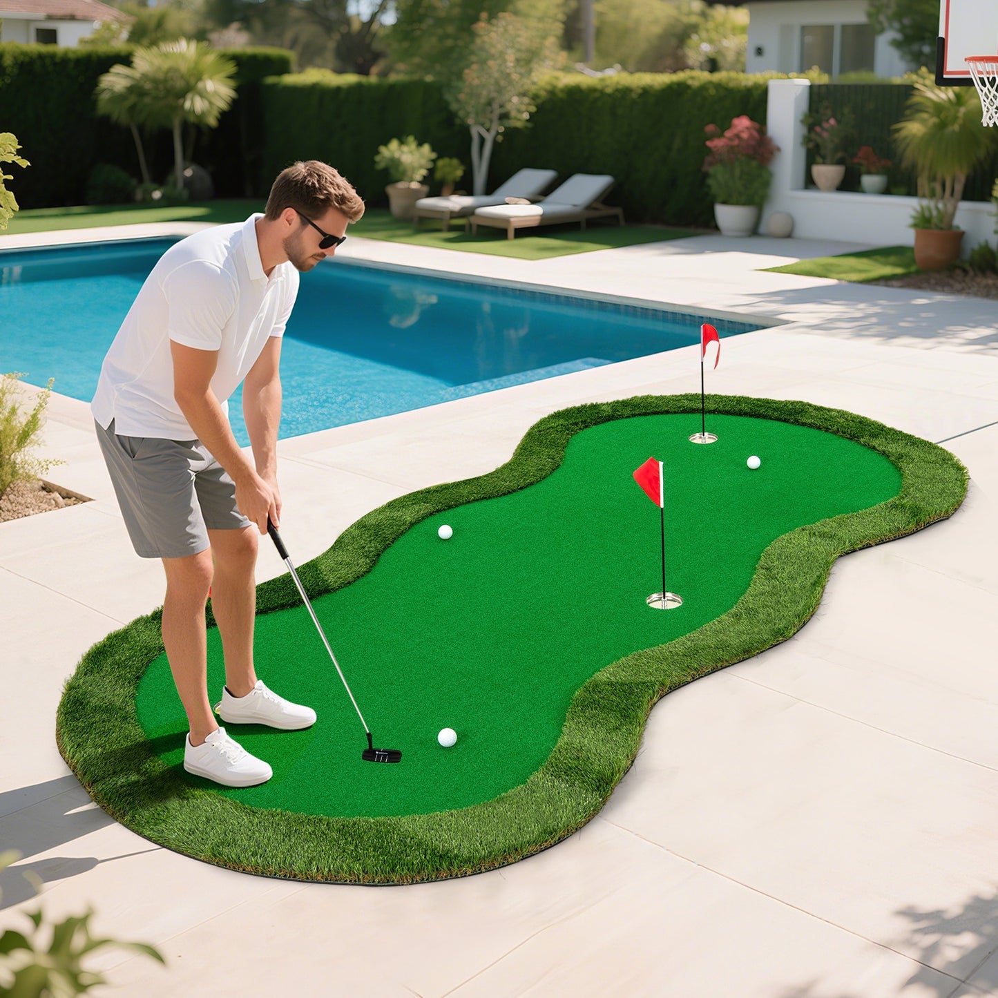 5 x 10 Feet Golf Practice Mat, 3 Holes, Green Golf at Gallery Canada
