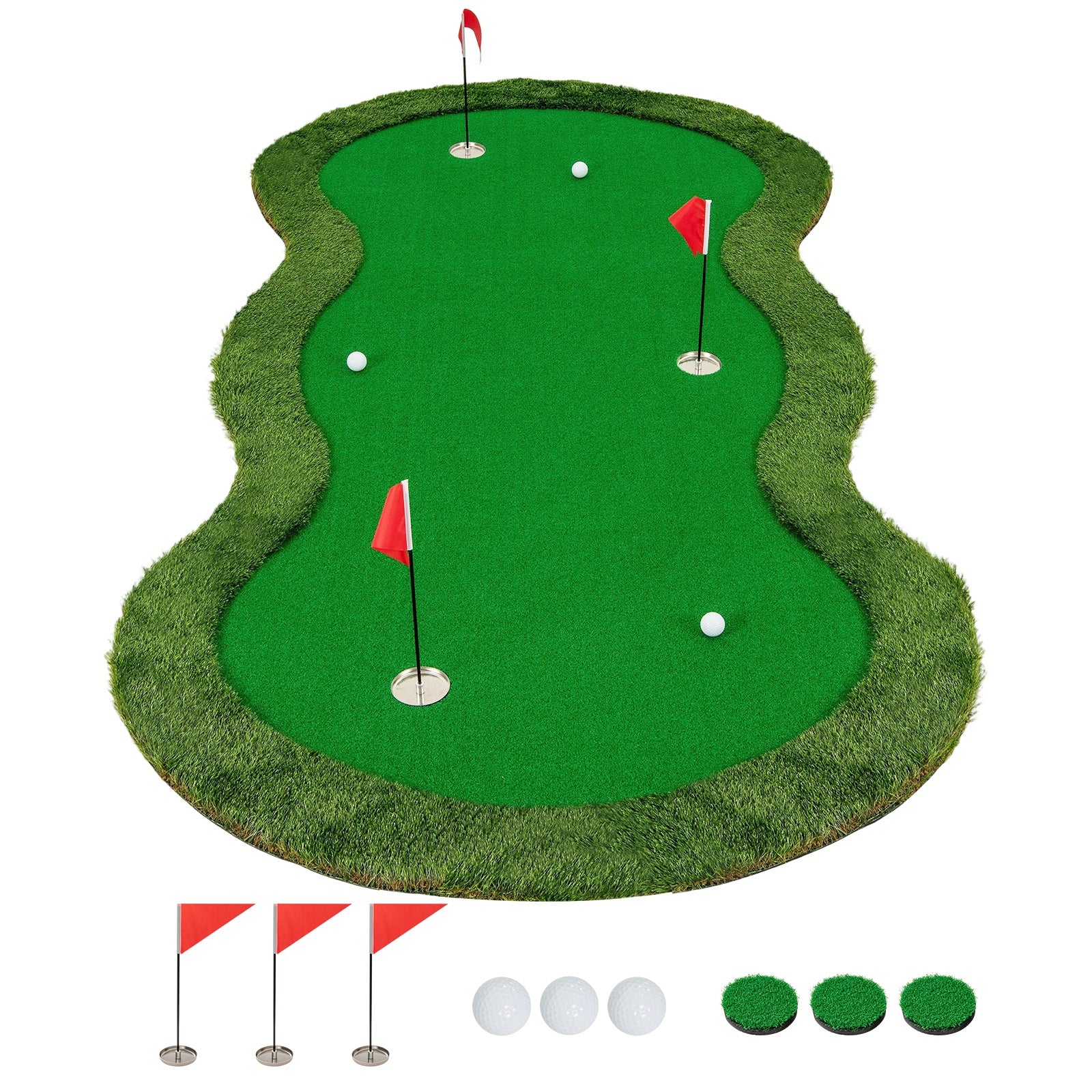 5 x 10 Feet Golf Practice Mat, 3 Holes, Green Golf at Gallery Canada